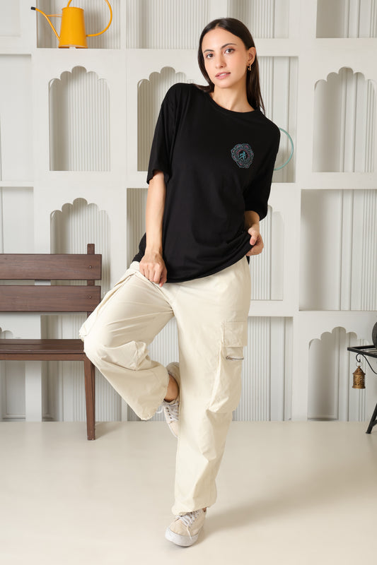 Black Mandala Artwork Oversized Tshirt