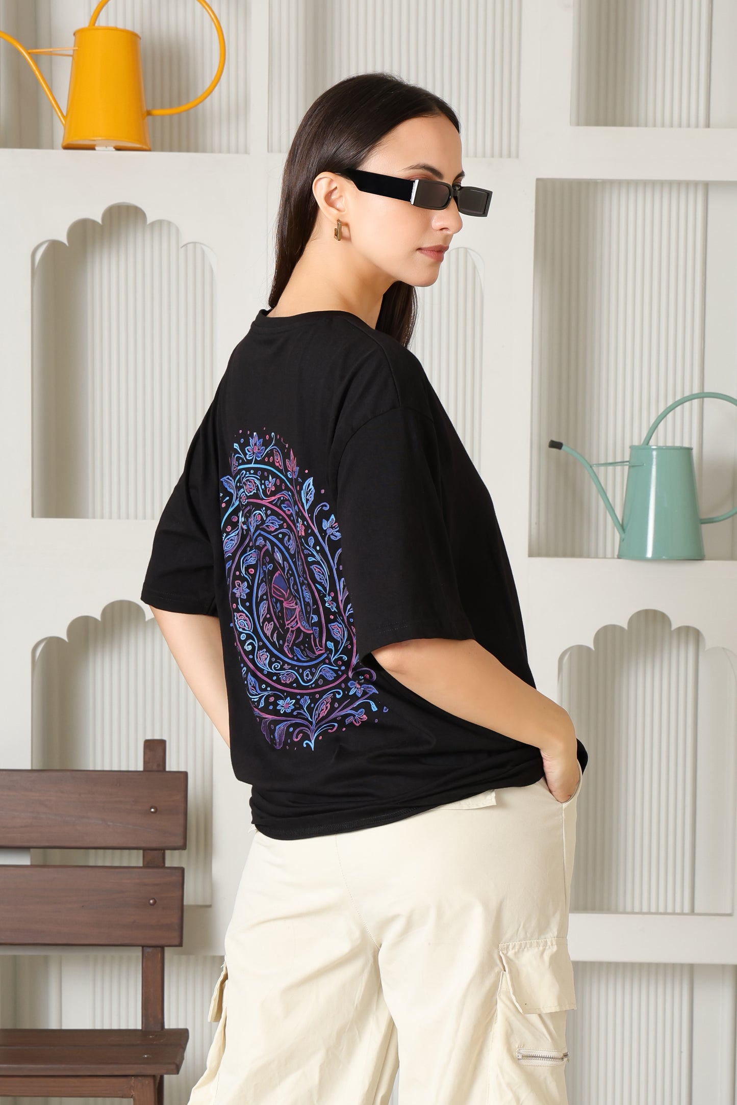 Black Mandala Artwork Oversized Tshirt