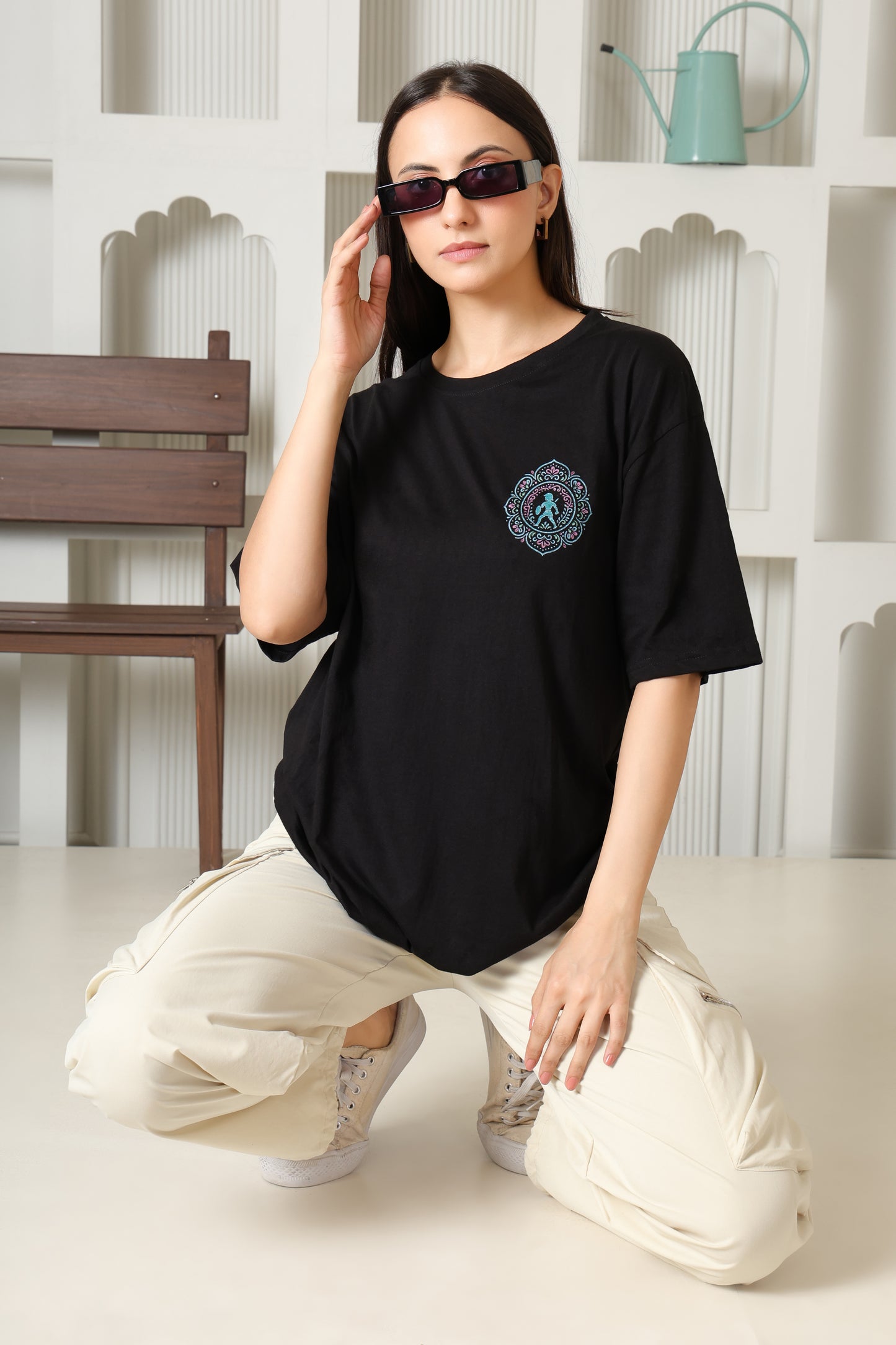 Black Mandala Artwork Oversized Tshirt